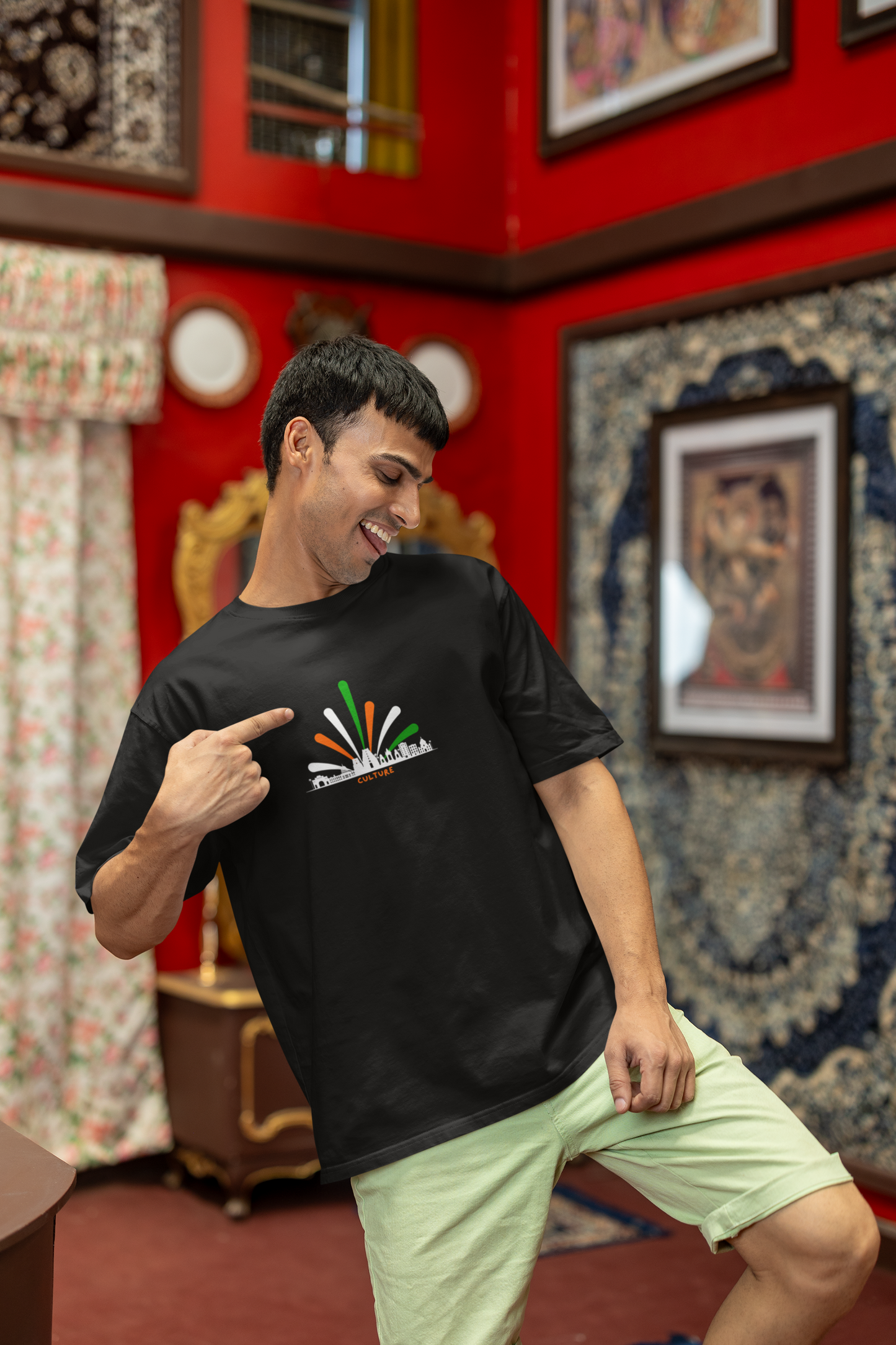 Oversized T Shirt - Indian Culture Inspired